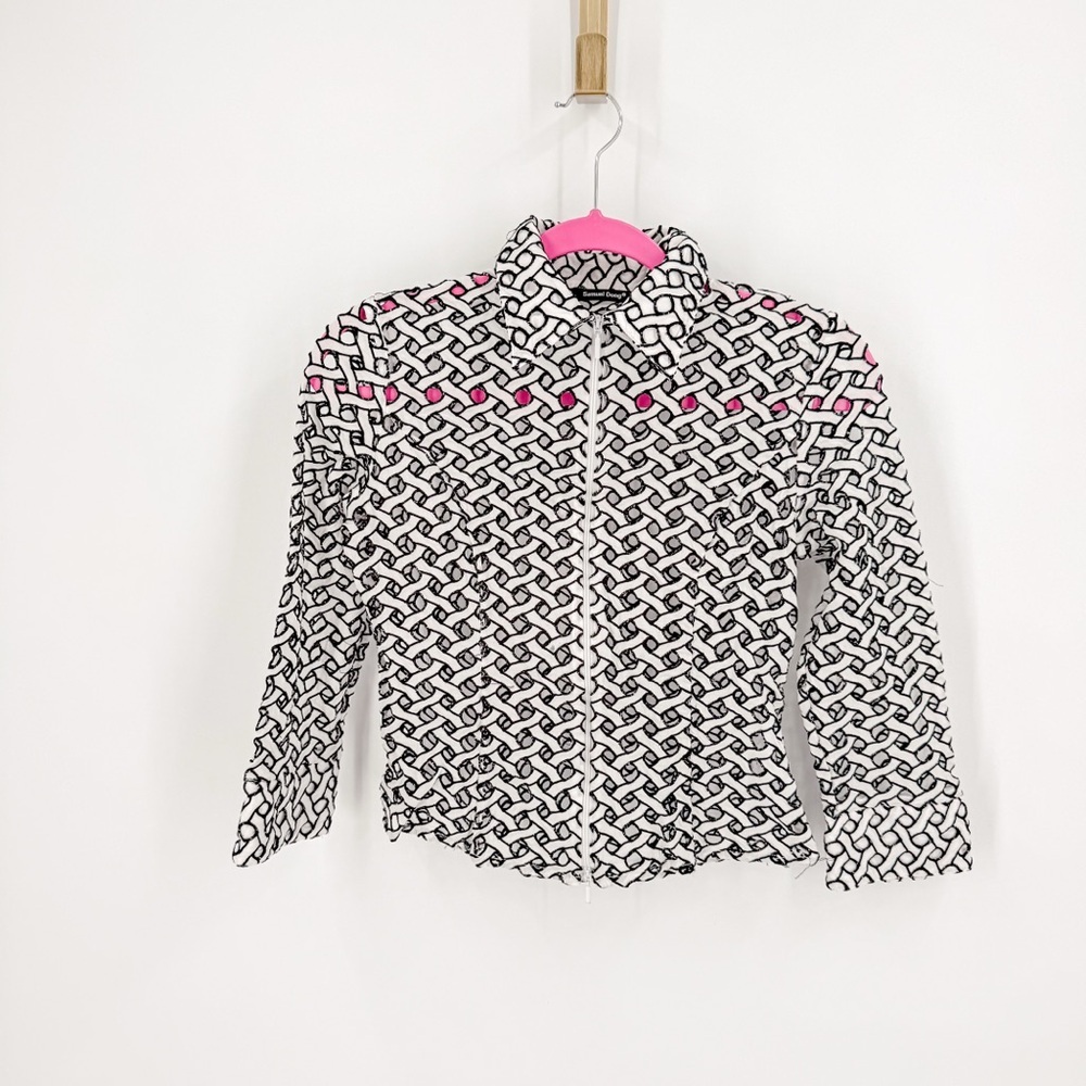 Samuel Dong Black and White Zipper Top